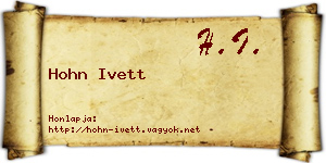 Hohn Ivett névjegykártya